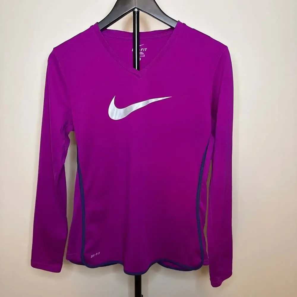 Nike Women's Dri-FIT V-Neck Long Sleeve Athletic Shirt